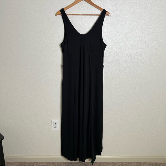 NWT Halara U Neck Backless Split Flowy Maxi Casual Tank Dress black large - Picture 2 of 12